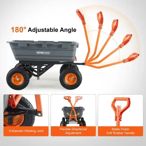VEVOR Transportwagen, Gartenkarre mit leicht zu montierendem Stahlrahmen, Gartenwagen mit umwandelbarem 2-in-1-Griff, Mehrzweck-Schubkarre mit 680 Tragfähigekit, ca. 33 cm Reifen – Bild 6
