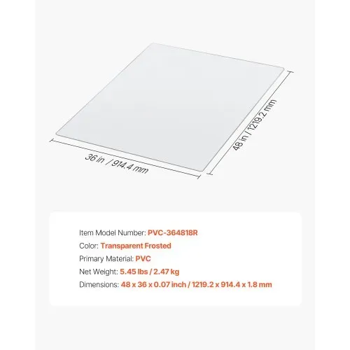 VEVOR Stuhlmatte Bodenschutzmatte (1220 x 922 mm) transparente Bürostuhlmatte für Hartböden, Stuhlteppich aus PVC für Rollstuhl, sanftes Gleiten unter dem Schreibtischteppich (rechteckig) – Bild 6