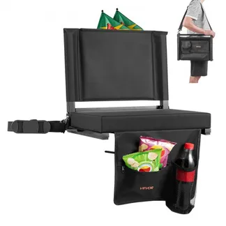 VEVOR Stadionsitz klappbarer Tribünenstuhl mit Rückenlehne, gepolsterter Tribünensitz mit Schultergurt & Getränkehalter & Haken & Netzbeutel, Stadionstuhl (431,8 mm breit) schwarz 1 Stk. VEVOR Stadionsitz klappbarer Tribünenstuhl mit Rückenlehne, gepolsterter Tribünensitz mit Schultergurt & Getränkehalter & Haken & Netzbeutel, Stadionstuhl (431,8 mm breit) schwarz 1 Stk.