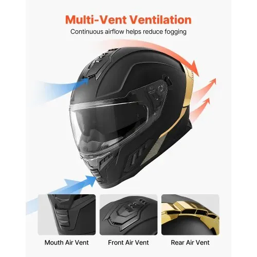 VEVOR Integralhelm mit Sonnenblende Größe XL, Motorradhelm mit Doppelvisier ECE 22.06 Zertifiziert Vollvisierhelm für Damen & Herren Vollvisierhelm mit Bluetooth-Lautsprecherfach, Mopedhelm Full Face – Bild 6