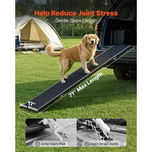 VEVOR Hunderampe, 180 x 43,2 cm, faltbare Hundeautorampe für mittelgroße & große Hunde bis 113 kg, Einstiegshilfe mit rutschfester Oxford-Gewebeoberfläche, tragbare Hundetreppe für SUV & LKW – Bild 3