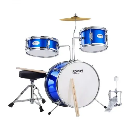 VEVOR Schlagzeugset, 3-teilig, Drum Set mit verstellbarem Thron-Becken-Pedal, zwei Paar Drumsticks, ca. 20 cm Tom Drum, 25 cm Snare Drum, 36 cm Bass Drum, Starter-Schlagzeugset für Kinder, blau – Bild 9