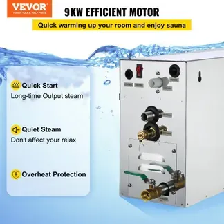 VEVOR Dampfgenerator 9KW Dampfduschen 220V-240V Sauna Dampfgenerator mit programmierbarer Steuerung für zu Hause SPA Badezimmer Hoteldusche Dampf (Controller enthält keine Batterie) VEVOR Dampfgenerator 9KW Dampfduschen 220V-240V Sauna Dampfgenerator mit programmierbarer Steuerung für zu Hause SPA Badezimmer Hoteldusche Dampf (Controller enthält keine Batterie)