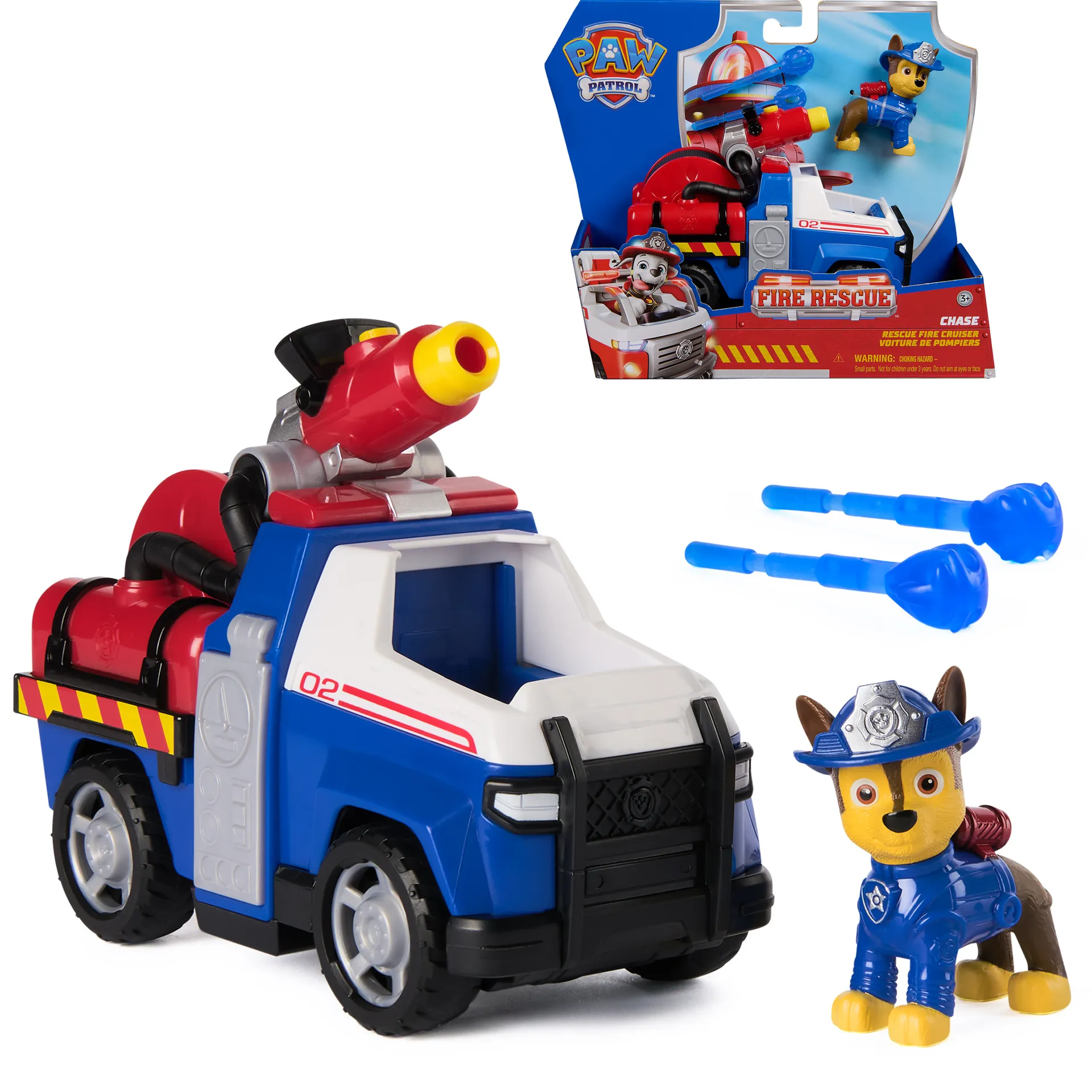 PAW Patrol Fire Rescue – Chases Rettungsfahrzeug mit Geschoss-Abwurf und Chase Hundefigur PAW Patrol Fire Rescue – Chases Rettungsfahrzeug mit Geschoss-Abwurf und Chase Hundefigur