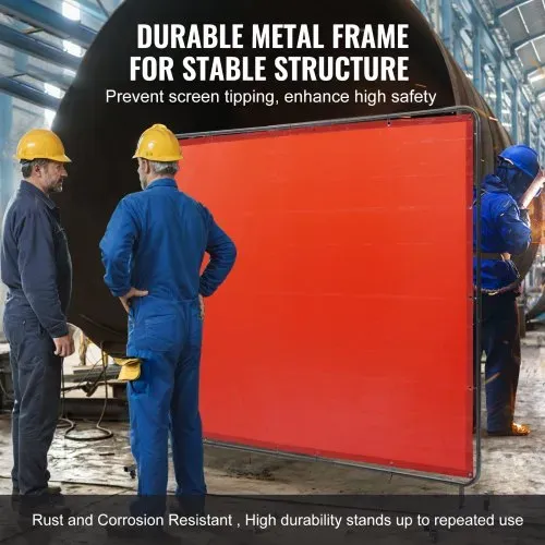 VEVOR Schweißvorhang 1,8 x 2,4 m Schweißschutzvorhang aus Flammhemmendem Vinyl Schweißschutzwand mit 4 Schwenkrädern und einem 6-stufigen UV-Schutz Schweißerdecke Schweißschutz Rot – Bild 4