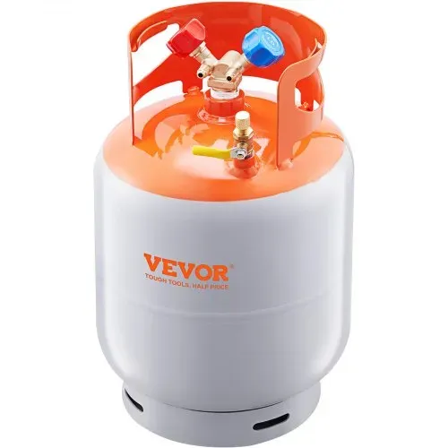 VEVOR Kältemittel-Ausgleichsbehälter, 50 Pfund Fassungsvermögen, tragbarer 400-psi-Zylindertank mit Y-Ventil für Flüssigkeit/Dampf, hochversiegelter Ausgleichsbehälter für R22/R134A/R410A, Orange+Grau – Bild 9