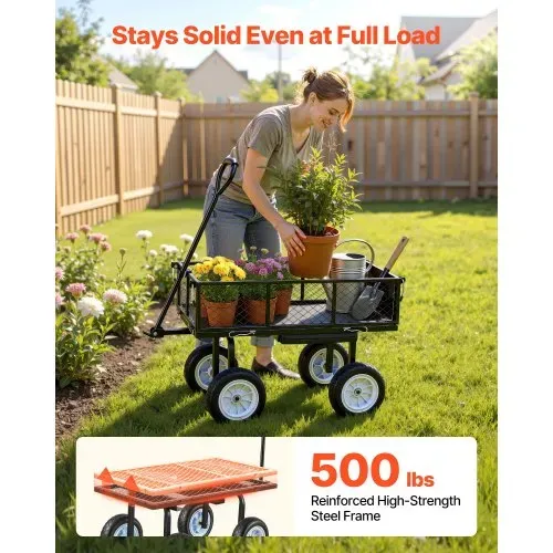 VEVOR Bollerwagen 226,8 kg Tragkraft, Gartenwagen mit Sitz & PU-Rädern, Transportwagen mit Werkzeugablage & Verstellbarem Griff, Gerätewagen für Rasen, Terrasse & Garten, Schwarz VEVOR Bollerwagen 226,8 kg Tragkraft, Gartenwagen mit Sitz & PU-Rädern, Transportwagen mit Werkzeugablage & Verstellbarem Griff, Gerätewagen für Rasen, Terrasse & Garten, Schwarz