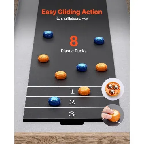 VEVOR Shuffleboard-Tisch 2,1 m mit 8 Pucks Tischcurling-Spiel 2 in 1 Tragbar, Glatte Spielfläche für Flüssiges und Schnelles Puckspiel, Klappbare Beine für das Familien-Spielzimmer zu Hause – Bild 4
