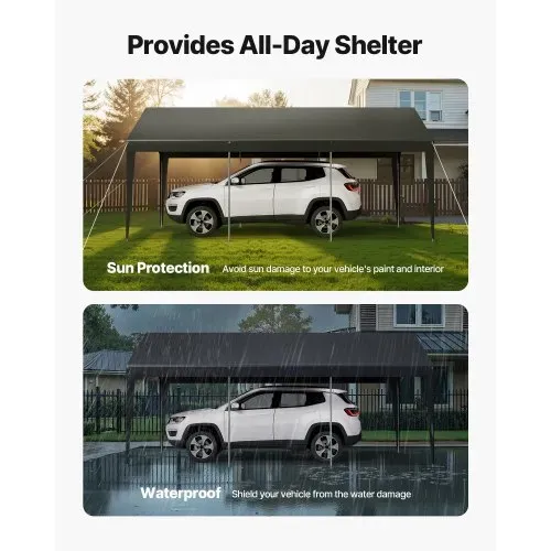 VEVOR Carport, 3,05x6,09x2,87 m Autoüberdachung, tragbare Zeltgarage, verzinkter Autounterstand, Garagenzelt UV-beständig, Ganzjahresschutz, Lagerschuppen, Ideal für Auto, Boot, Motorrad – Bild 2