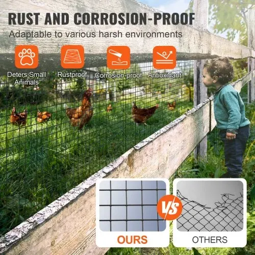 VEVOR Volierendraht 91 x 3048 cm, Gartenzaun, 1,06 mm Maschendrahtzaunrolle, Vinylbeschichtetes Drahtzaun für Hühnerstallbarrieren, Kaninchen- und Schlangenzäune, Geflügelgehege – Bild 4
