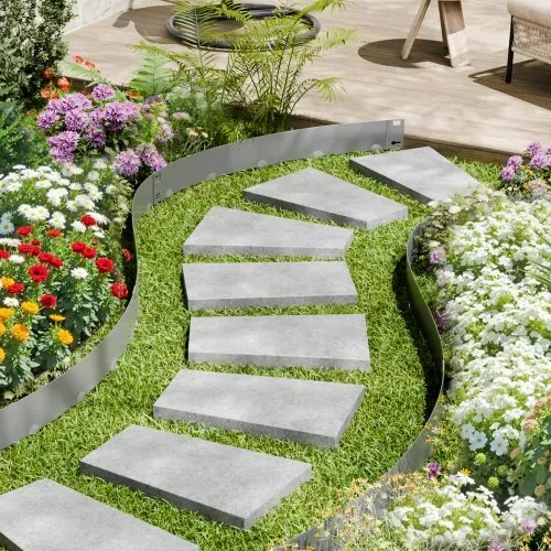 VEVOR Rasenkante 5er-Pack, Beeteinfassung 990x156 mm, Metall-Beetumrandung, biegbare Garteneinfassung, robuste Gartenpalisade, einfach zu installieren, Blumenbeet-Gartenweg-Teiler, dunkelgrau – Bild 7