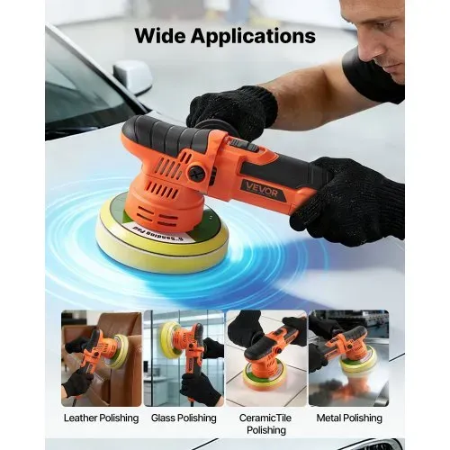 VEVOR Poliermaschine Auto, 150 mm Rotierender Autopolierer mit 6 Geschwindigkeiten 2000-6800 U/min 9mm Exzenter, 650W Schleifmaschinen mit Polierpad, Poliergerät für Wachsen Polieren Kratzerentfernung – Bild 5