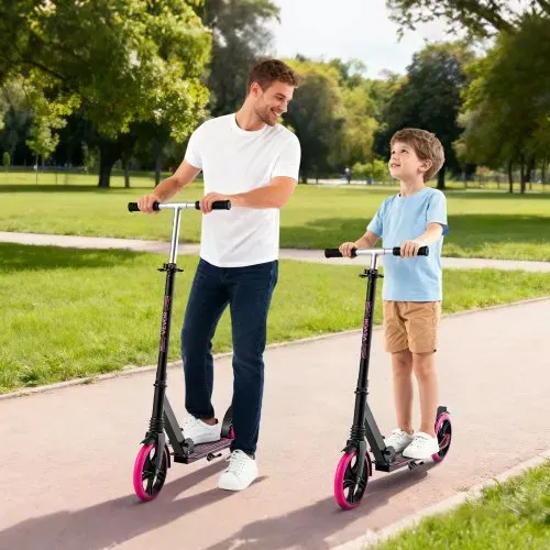 VEVOR Scooter (2 Räder) für Kinder ab 8 Jahren, Cityroller Kinderroller Straßenroller mit höhenverstellbarem Lenker & rutschfestem Deck & leichtem Rahmen, faltbarer Tretroller bis zu 100 kg, Pink – Bild 7