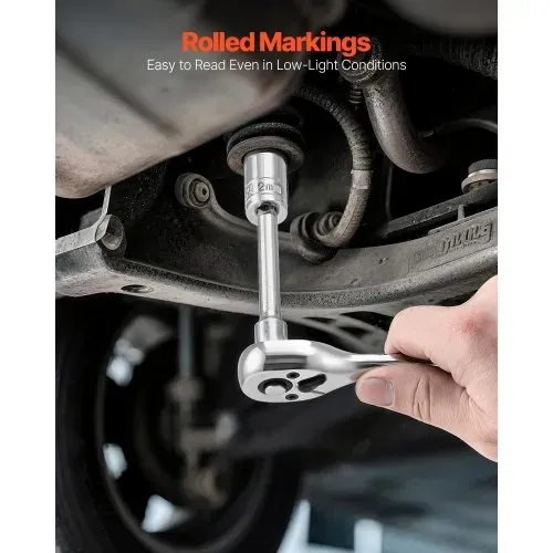 VEVOR Steckschlüsselsatz 27-tlg. 6,4 mm Antriebssteckschlüsselsatz Ratschensatz, SAE und metrisch, mit Ratschenschlüssel Verlängerungsstange Aufbewahrungskoffer, CR-V-Legierungsstahl – Bild 3