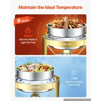 VEVOR Chafing Dish 1 Stück für Buffets 5,7 L Edelstahl Warmhaltebehälter für Hochzeiten, Partys, Bankette, Runder Rolldeckel zum Einfachen Nachfüllen, inkl. Servierzange, Speisenbehälter, Wasserwanne VEVOR Chafing Dish 1 Stück für Buffets 5,7 L Edelstahl Warmhaltebehälter für Hochzeiten, Partys, Bankette, Runder Rolldeckel zum Einfachen Nachfüllen, inkl. Servierzange, Speisenbehälter, Wasserwanne
