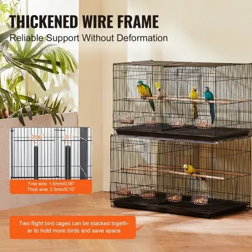 VEVOR Vogelkäfig, Metallkäfig für kleine Papageien, Kanarienvögel, Nymphensittiche, Unzertrennliche, Finken, Wellensittiche, Conures, Vogelhaus für unterwegs mit Griff & Sitzstangen, 760x465x465mm – Bild 5