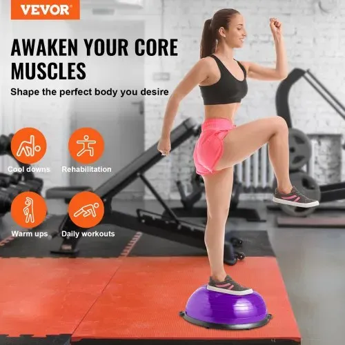 VEVOR Halb-Gymnastikball-Trainer, 23 Zoll Balance-Ball-Trainer, 660 lbs Stabilitätsball, Yoga-Ball mit Widerstandsbändern und Fußpumpe, Kraft-Fitnessball für das Heim-Fitnessstudio, Ganzkörpertraining VEVOR Halb-Gymnastikball-Trainer, 23 Zoll Balance-Ball-Trainer, 660 lbs Stabilitätsball, Yoga-Ball mit Widerstandsbändern und Fußpumpe, Kraft-Fitnessball für das Heim-Fitnessstudio, Ganzkörpertraining