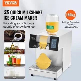 VEVOR Kommerzielle Schneeflocken-Eismaschine Schneeeisbereiter, 180 kg/24 h Schneeflocken-Eismaschine, Edelstahl-Eisrasierer, elektrischer Schneekegel-Maker mit Flüssigkeitskühlsystem & Touch-LCD VEVOR Kommerzielle Schneeflocken-Eismaschine Schneeeisbereiter, 180 kg/24 h Schneeflocken-Eismaschine, Edelstahl-Eisrasierer, elektrischer Schneekegel-Maker mit Flüssigkeitskühlsystem & Touch-LCD