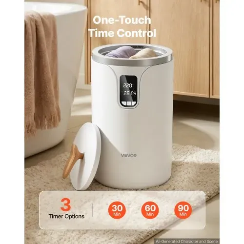 VEVOR Handtuchwärmer Eimer Wärmegerät 20 L mit LED-Anzeige & Einstellung (Timer & Temperatur) & Sicherheitsschloss, Towel Warmer für Badezimmer Waschküche Boden, zum Wärmen von Decken, Pyjamas – Bild 4