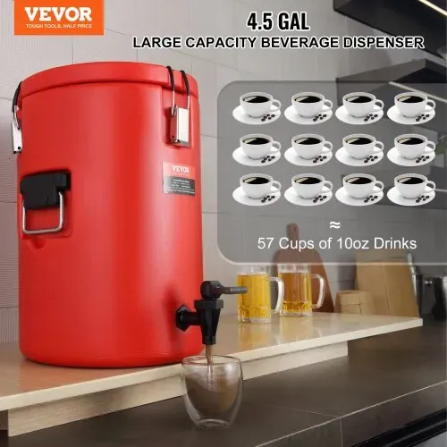 VEVOR Heiß- und Kaltgetränkespender Getränkespender 6 L, Edelstahl Heiß- und Kaltwasserbrunnen Großer Getränkespender mit Zapfen für Kaffee, Kalte Milch, Wasser, Saft usw. Isolierkanne Rund VEVOR Heiß- und Kaltgetränkespender Getränkespender 6 L, Edelstahl Heiß- und Kaltwasserbrunnen Großer Getränkespender mit Zapfen für Kaffee, Kalte Milch, Wasser, Saft usw. Isolierkanne Rund
