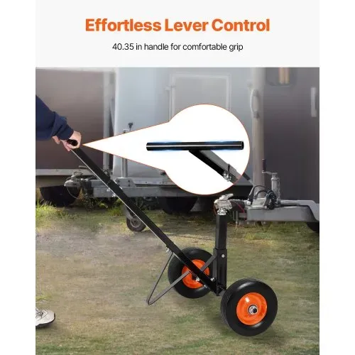VEVOR Rangierhilfe Anhänger, Anhängerwagen, 272 kg Stützlast, 42 & 56cm einstellbare Höhe, 47,3mm Kupplungskugel, 254 mm Vollgummireifen, zum Bewegen von Wohnmobil-Bootsanhängern – Bild 5
