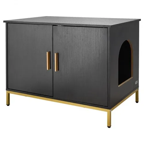 VEVOR Katzenschrank, 700x450x545 mm, Katzentoilette mit Metallbeinen & -griff, Katzenklo Schrank, Katzenhaus passend für die meisten Katzentoiletten, für Schlafzimmer & Wohnzimmer, Schwarz – Bild 8
