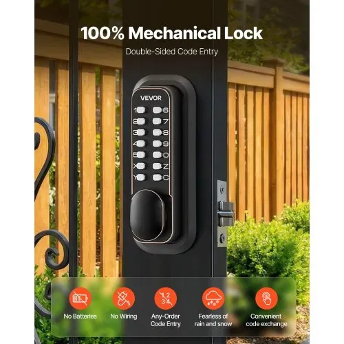 VEVOR Mechanisches Codeschloss mit Doppelseitigem Tastenschloss (4- bis 7-stelliger Code), Schlüsselloses Türschloss mit Türknauf & Automatischer Verriegelung, für Haustüren Garagen, Ölgebronzefarben VEVOR Mechanisches Codeschloss mit Doppelseitigem Tastenschloss (4- bis 7-stelliger Code), Schlüsselloses Türschloss mit Türknauf & Automatischer Verriegelung, für Haustüren Garagen, Ölgebronzefarben