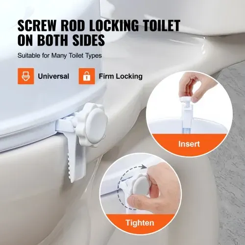VEVOR Toilettensitzerhöhung Erhöhter Toilettensitz, 10 cm, 136 kg Tragkraft, Universelle Toilettensitzerhöhung, Schraubstangenverriegelung, mit Toilettensitz, für Behinderte, Patienten, Schwangere – Bild 2