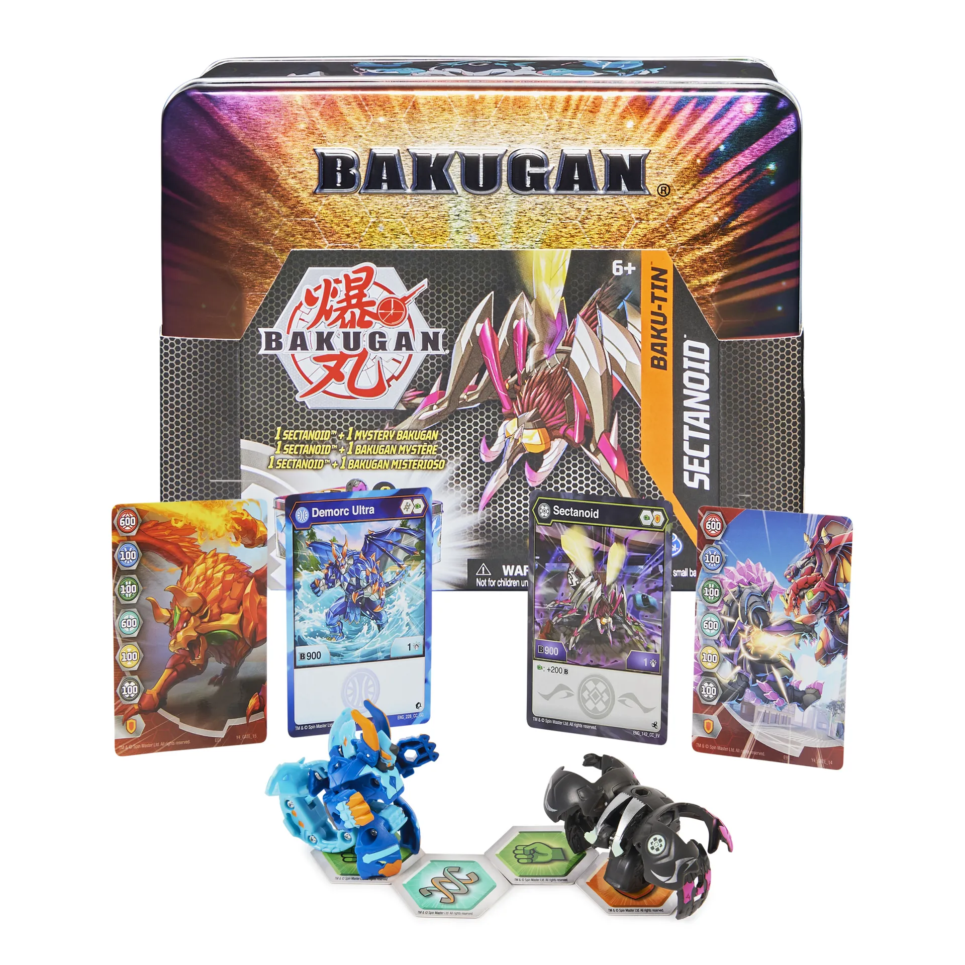 Bakugan Baku-Tin, hochwertige Metall-Aufbewahrungsbox mit exklusivem Darkus Sectanoid und einem weiteren Überraschungs-Ball Bakugan Baku-Tin, hochwertige Metall-Aufbewahrungsbox mit exklusivem Darkus Sectanoid und einem weiteren Überraschungs-Ball