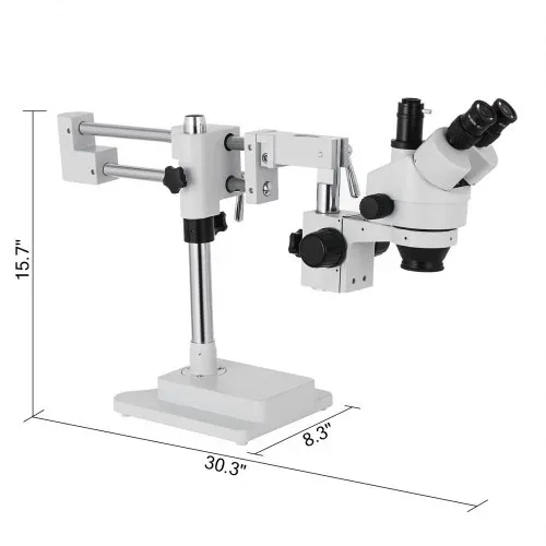 VEVOR 3,5X-90X Simul Focal Trinocular Zoom Stereo Microscope Al-Zn-Legierung 360 Grad Drehbar Trinokulares Stereomikroskop Dual Armstativ Labor Video Mikroskop zwei höhenverstellbar Ständer Zubehör – Bild 7