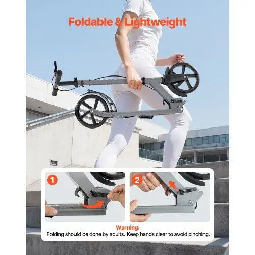 VEVOR Scooter (2 Räder) für Kinder ab 8 Jahren, Cityroller Kinderroller Straßenroller mit höhenverstellbarem Lenker & rutschfestem Deck & Handbremse, faltbarer Tretroller bis zu 100 kg, Grau – Bild 5