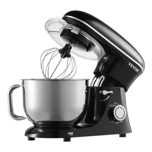 VEVOR KüchenmaschineTeigmixer 1400 W 5,68 L Küchenmaschine mit kippbarem Kopf Edelstahlschüssel Knethaken Schneebesen Schaber, Haushalts-Küchenmaschine zum Backen und Mixen, schwarz – Bild 8