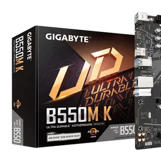 GIGABYTE B550M K Mainboard – AMD Ryzen 5000 CPUs, bis zu 4733 MHz DDR4, 1xPCIe 4.0 + 1xPCIe 3.0 M.2, 1GbE LAN, USB 3.2 Gen 1 GIGABYTE B550M K Mainboard – AMD Ryzen 5000 CPUs, bis zu 4733 MHz DDR4, 1xPCIe 4.0 + 1xPCIe 3.0 M.2, 1GbE LAN, USB 3.2 Gen 1