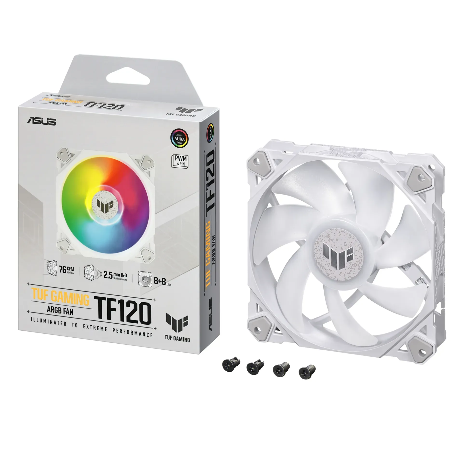 ASUS TUF GAMING TF120 ARGB WHITE EDITION Computergehäuse Luftkühlung 12 cm Weiß 1 Stück(e) – Bild 7