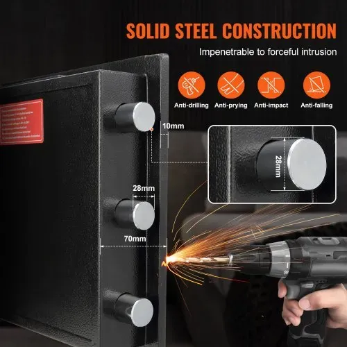 VEVOR 2,5 L Einwurftresor, Deposittresor mit Drop-Slot, elektronischem Codeschloss und 2 Notfallschlüsseln, 355 x 355 x 515 mm, Business Drop Slot Safe für Bargeld, zu Hause, Hotel, Büro usw. – Bild 2
