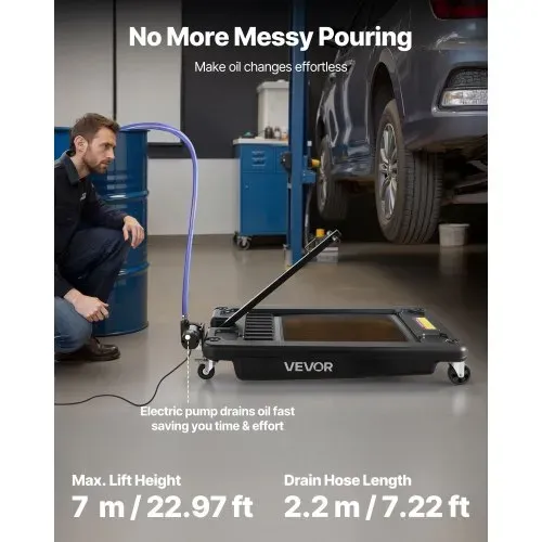 VEVOR Ölablasswanne, mit Niedrigem Profil, 64 L Fassungsvermögen, Ölwechselbehälter mit elektrischer Pumpe & 2,2 m Schlauch, Passend für Autos, SUVs, LKWs, Motorräder, Geländefahrzeuge, Metall VEVOR Ölablasswanne, mit Niedrigem Profil, 64 L Fassungsvermögen, Ölwechselbehälter mit elektrischer Pumpe & 2,2 m Schlauch, Passend für Autos, SUVs, LKWs, Motorräder, Geländefahrzeuge, Metall