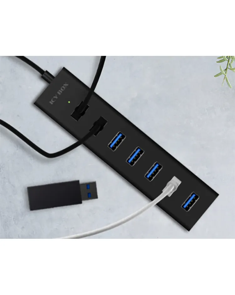 ICY BOX IB-HUB1700-U3, USB 3.2 Gen 1 zu 7-Port USB 3.2 Gen 1 Hub, Alu-Gehäuse – Bild 4