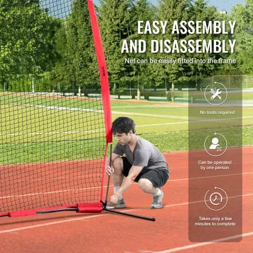 VEVOR Barrikaden-Backstop-Netz, 393 x 140 x 275 cm Ballsport-Absperrnetz, Tragbare Übungsausrüstung mit Tragetasche, Schutzschirm für Baseball-, Softball-, Lacrosse-, Fußball- und Hockeytraining – Bild 5