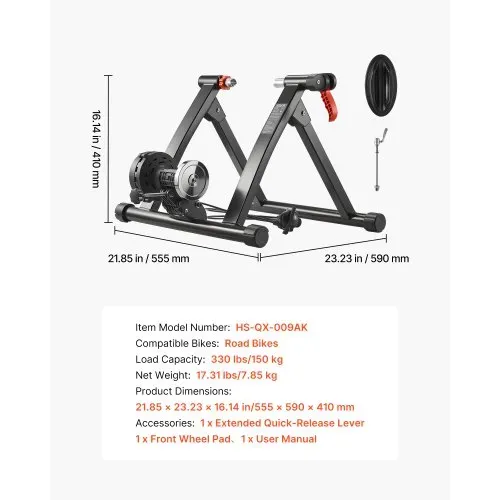VEVOR Fahrrad Rollentrainer Fahrradtrainer für 660,4-736,6 mm / 700C-Räder, 6-stufiger Widerstand, faltbarer magnetischer Radtrainer Heimtrainer mit Schnellspanner & Vorderradunterlage Schwarz – Bild 6
