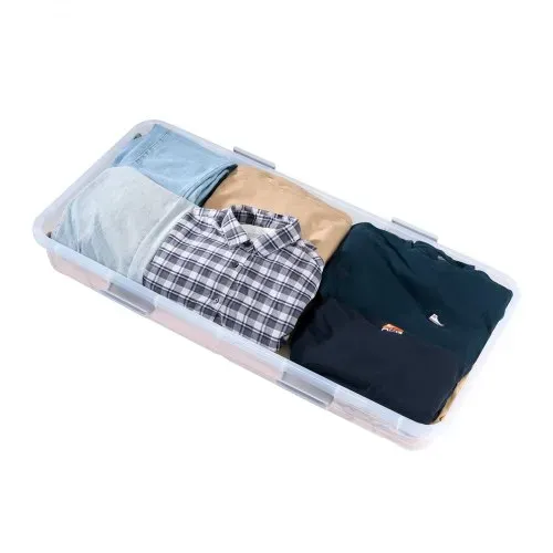VEVOR Unterbettkommode Unterbettaufbewahrungsbox 2 Stk. Rollbar (101 x 51 x 15 cm) Unterbettbehälter mit Deckel &
grauem Riegel, Aufbewahrungsbox Organizer für Kleidung Schuhe Decken Schlafzimmer – Bild 10
