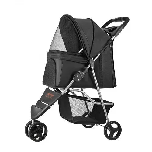 VEVOR Hundewagen, Tragkraft 16 kg, faltbarer Tierbuggy, Katzenwagen mit 3 Rädern, Netzfenstern & Getränkehaltern, Hundebuggy mit Bremse, für kleine bis mittelgroße Haustiere – Bild 10