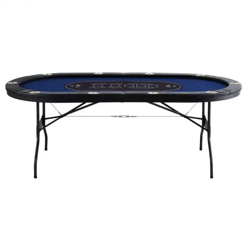 VEVOR Casino Pokertisch Klappbare Tischbeine 2140 x 1070 x 760 mm (L x B x H), Faltbarer Pokertisch, Schwarz & Blau Pokerauflage Klapptisch für 10 Spieler, Pokertisch mit Staubschutzhülle Tragbar – Bild 8