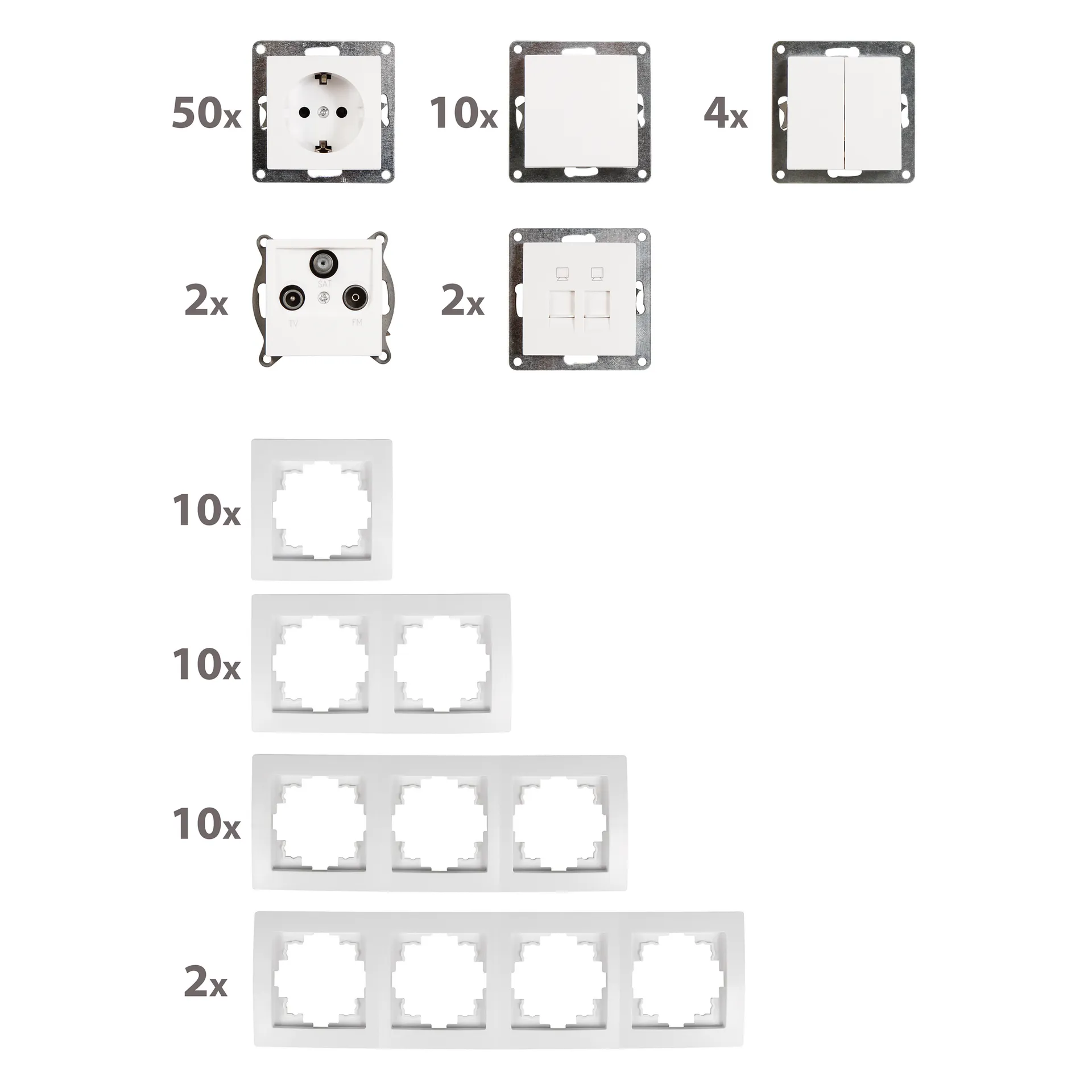 Schalter und Steckdosen Set McPower Flair ''Megaset'' 100-teilig, weiß – Bild 2