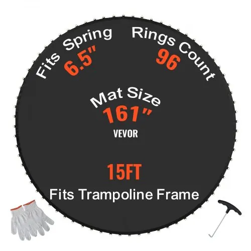 VEVOR Ersatz-Trampolinmatte Sprungmatte passend für 457 cm Rahmen, universelle Sprungmatte verstärkte UV-beständige Matte mit Federwerkzeug und langlebigen V-Ringen, passend für 16,5 cm Federlänge VEVOR Ersatz-Trampolinmatte Sprungmatte passend für 457 cm Rahmen, universelle Sprungmatte verstärkte UV-beständige Matte mit Federwerkzeug und langlebigen V-Ringen, passend für 16,5 cm Federlänge