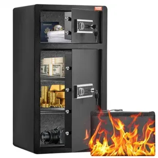 VEVOR Safe Tresor mit feuerfester Geldtasche, Doppeltüren-Safe 204 L, 2 höhenverstellbare Trennwände, digitaler Möbeltresor mit Schlüssel, Code, Safe für Geld Schmuck Wertsachen, Schwarz VEVOR Safe Tresor mit feuerfester Geldtasche, Doppeltüren-Safe 204 L, 2 höhenverstellbare Trennwände, digitaler Möbeltresor mit Schlüssel, Code, Safe für Geld Schmuck Wertsachen, Schwarz