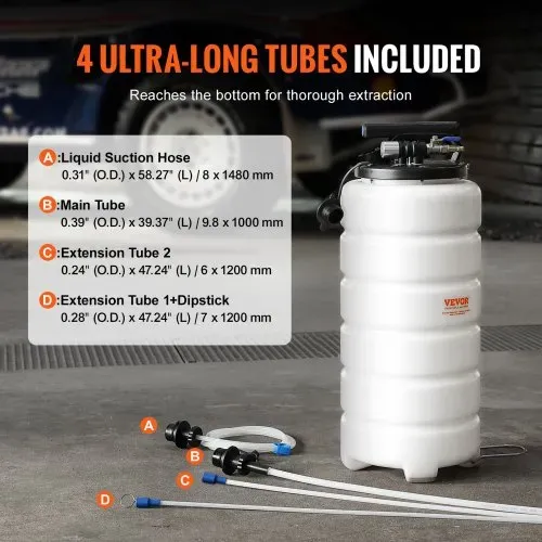 VEVOR Ölabsaugpumpe 15L Manuell Pneumatisch Ölabsauggerät 0,4–0,8 MPa Ölwechselpumpe Auto Absaugpumpe Handpumpe Flüssigkeitsabsaugpumpe Geeignet zum Absaugen von Motoröl Getriebeöl Bremsflüssigkeit – Bild 3