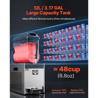 VEVOR kommerzielle Slusheis Maschine 12 L Einzeltank-Maschine für gefrorene Getränke, 48 Tassen Edelstahl Slush-Eis-Maschine mit Tastenfeld Softeis Maker für Partys Restaurants Cafés Bars Schwarz VEVOR kommerzielle Slusheis Maschine 12 L Einzeltank-Maschine für gefrorene Getränke, 48 Tassen Edelstahl Slush-Eis-Maschine mit Tastenfeld Softeis Maker für Partys Restaurants Cafés Bars Schwarz