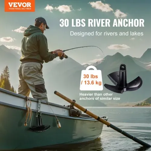 VEVOR Flussanker Bootsanker aus Gusseisen mit Schwarzer Vinylbeschichtung 13,6 kg, Pilzanker in Marinequalität für Boote bis zu 9,14 m, Beeindruckende Haltekraft in Flüssen und Seen mit Schlammboden VEVOR Flussanker Bootsanker aus Gusseisen mit Schwarzer Vinylbeschichtung 13,6 kg, Pilzanker in Marinequalität für Boote bis zu 9,14 m, Beeindruckende Haltekraft in Flüssen und Seen mit Schlammboden