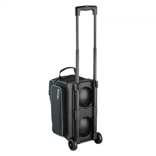 VEVOR Bowlingballtasche für 3 Bälle mit Doppelrollen & separatem Fach für Schuhe (bis US-Größe 16) & übergroßer Zubehörtasche, einziehbarer Griff lässt sich auf 105 cm ausziehen Schwarz + Blau – Bild 9