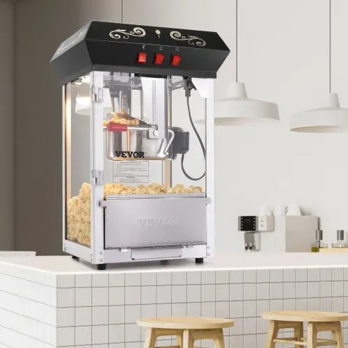VEVOR Popcornmaschine Popcornautomat Popcorn-Maker, 850 W Popcornmaschine 8 oz Kessel für 48 Tassen pro Ladung, Popcornmaschine für die Arbeitsplatte mit gehärtetem Glas, inklusive 4 Schaufeln – Bild 7